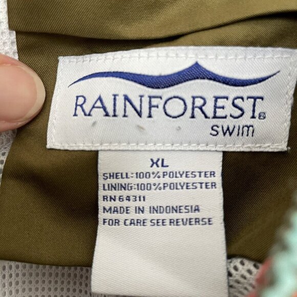 Rainforest Mens Swim Trunks With Mesh Brief Pockets XL Fish Pattern Multicolor - Picture 5 of 6